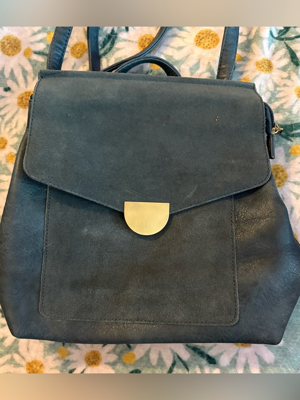 Classic Black Women’s Backpack Purse with Gold Accent